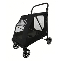 Poussette robuste pour animaux de compagnie, pour chiens et chats, confortable, pliable à 4 roues, cadre en acier au carbone, poignée réglable