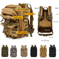 Sac à dos tactique pour ordinateur portable 45L avec logo personnalisé, imperméable, style outdoor, doublure en polyester, tendance