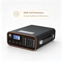 12V 0.2kWh LiFePO4 Kompakt Güç İstasyonu Çift 220V AC Çıkışlı USB DC Giriş Çıkışlı LED Işıklı 300W Karavan Ofis Acil Durum Yedek Güç Kaynağı