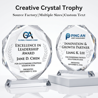 Trophée en cristal octogonal vierge de haute qualité, gravure 3D personnalisée, sablage, grande surface, récompense sportive pour les réalisations des employés