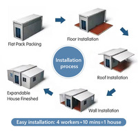 Maisons préfabriquées portables de 20 pieds, extensibles, en conteneurs, avec panneaux sandwich durables et structure en acier, à vendre