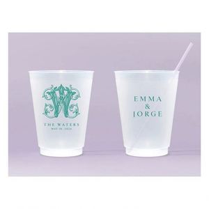 แก้วพลาสติกแบบกันน้ำสำหรับงานแต่งงาน งานเลี้ยงฉลอง งานขึ้นบ้านใหม่  แบบกำหนดเองได้  ลายโรแมนติก  ฝ้า  นำกลับมาใช้ใหม่ได้  ไม่แตกง่าย - Product Image 1