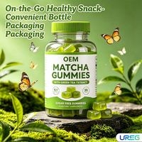 Gummies de Matcha pour Adultes Marque Blanche avec Extrait de Thé Vert pour Booster le Métabolisme, Détox et Énergie, Sans Sucre, ODM, 60 Portions