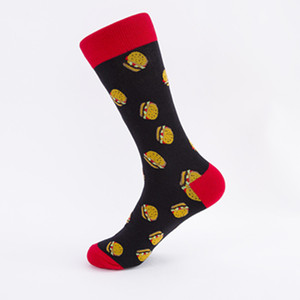 Chaussettes en coton 200N à motif jacquard de dessins animés de restauration rapide (hamburger, banane, bière, frites) pour hommes, style décontracté, pour les passionnés de cuisine - Product Image 4
