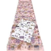 Tissu en dentelle brodée écologique avec perles et sequins, dentelle lourde perlée à la main pour vêtements et textiles de fête de mariage