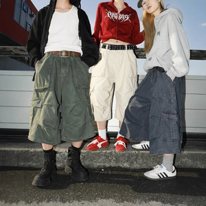 Pantalones Cortos Anchos de Estilo Hip Hop para Hombre y Mujer, 100% Algodón, Estilo Cargo, con Múltiples Bolsillos, Vintage, Casual, Precio Bajo, Venta al Por Mayor de Fábrica - Product Image 2