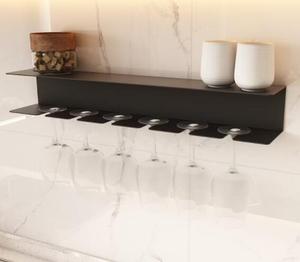 Wall storage shelf with Wine glass holder metal floating bar shelf