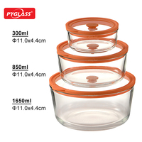 Pyglass – Contenants alimentaires en verre borosilicate de haute qualité avec couvercles en verre trempé, compatibles micro-ondes, pour cuisine, 300ml, 850ml, 1650ml, 3050ml