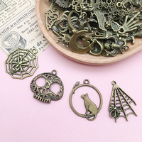 Antique Bronze Halloween Crâne Pendentif DIY Bijoux Accessoires Mixte Pack 51 Alliage Bracelet Pendentifs Mode Pendentifs Charmes