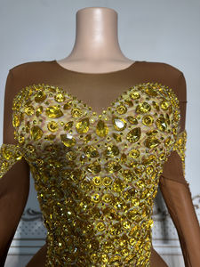 NOVANCE Nouvelles Idées de Produits 2023 Doré Brillant Strass Sexy Voir à Travers Marron Maille Robes de Soirée Robe de Soirée Robe Élégante - Product Image 2