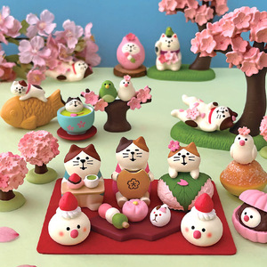 Japanese Style Cute Cat Figurines Cherry Blossom Series Resin Handmade Home Decoration Desktop Car Ornaments - Product Image 1