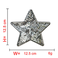 Vente en gros de patchs en sequins scintillants à repasser pour vêtements, étoiles, 6 cm, 12,5 cm, pour sacs, chapeaux, bricolage, enfants