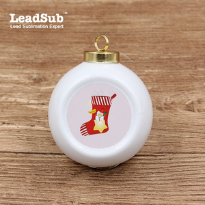 Wholesale Decorative Hanging Customized Christmas Tree Sublimation White <strong>Ceramic</strong> Ornaments Ball <strong>Bauble</strong> with Printed Logo - Product Image 6