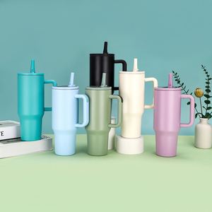 Vaso Térmico para Auto de 40oz, Resistente al Frío, con Pajita y Asa, de Acero Inoxidable 304 de Grado Alimenticio, Estilo Americano - Product Image 2