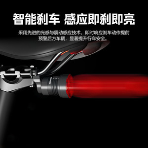 Yueli Intelligent Brake Taillight 500mAh <b>LED</b> <b>USB</b>-C Adjustable Bicycle <b>Light</b> Red Dual-Bracket Waterproof IPX4 - Product Image 5