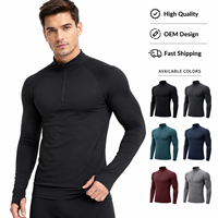 Pull à col montant zippé pour homme, manches longues, coupe ajustée, respirant, séchage rapide, idéal pour la course, la gym et l'entraînement sportif, personnalisable OEM