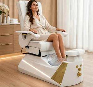 Professional Spa Salon Furniture Luxury White Pedicure Chair with Crystal Bowl for Nail Shop - Product Image 5