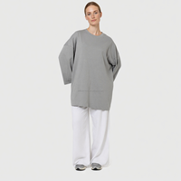 Willson Personnalisé Logo Coton Tricoté Chemise Modeste Abaya Respirant T-Shirt Surdimensionné Bloc de Couleur Gaufré Chemisiers Décontractés