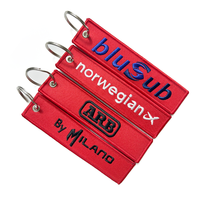 Gran oferta, etiqueta de llave bordada, etiqueta de vuelo personalizada, llavero bordado con logotipo de doble cara para tela