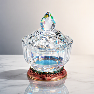 Caixa de Joias Vintage de Cristal Esmaltado com Base Pintada à Mão e Vidro K9 Iridescente Arco-Íris para Presente de Aniversário para Mulheres - Product Image 1