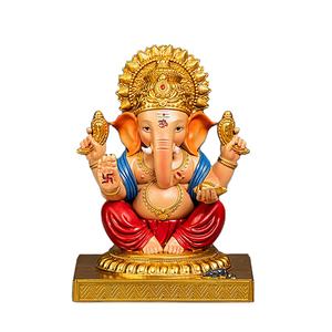 Estatua religiosa india de Ganesha, luz Led de ganeshmi Ganesh chapado en oro, arte moderno - Product Image 1