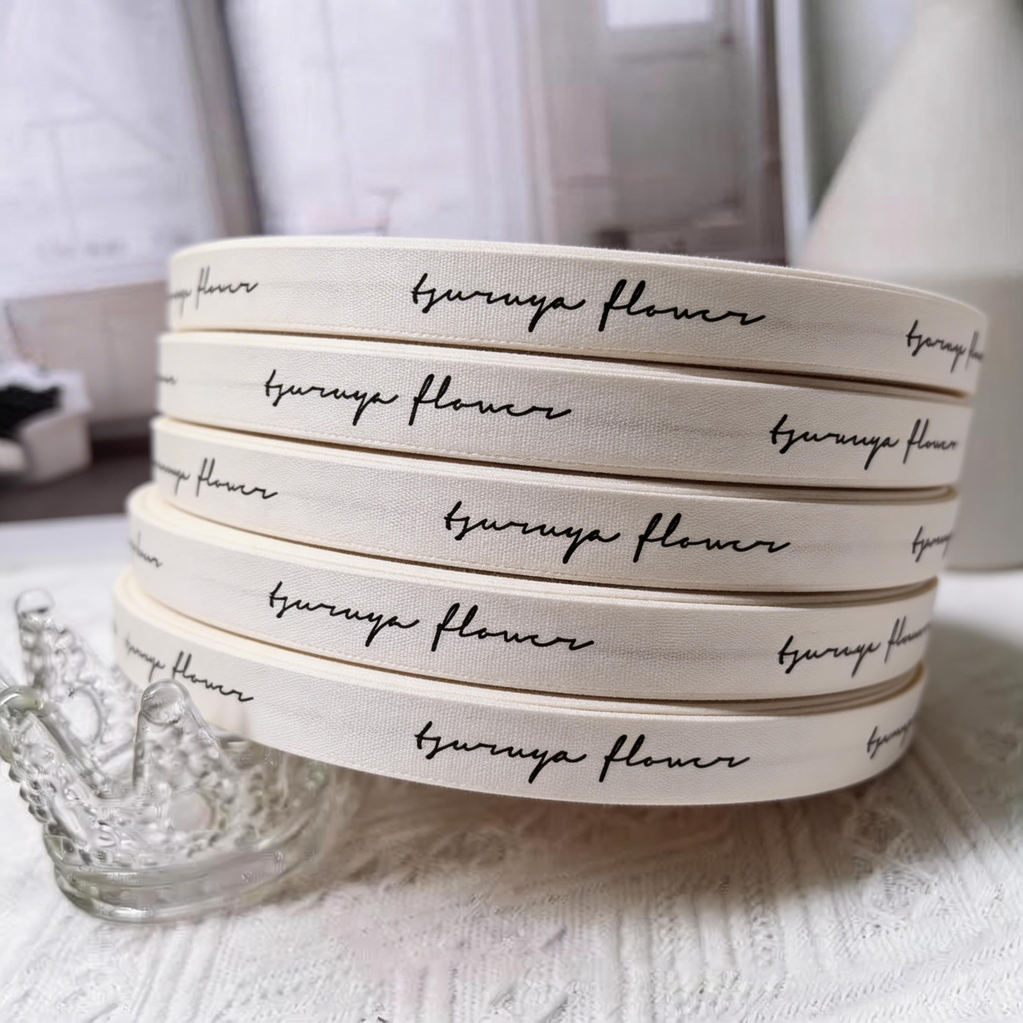 Custom Printed Cotton Twill Thread Herringbone Ribbon Tape MOQ 1roll Various Letter Styles & Logo Availability