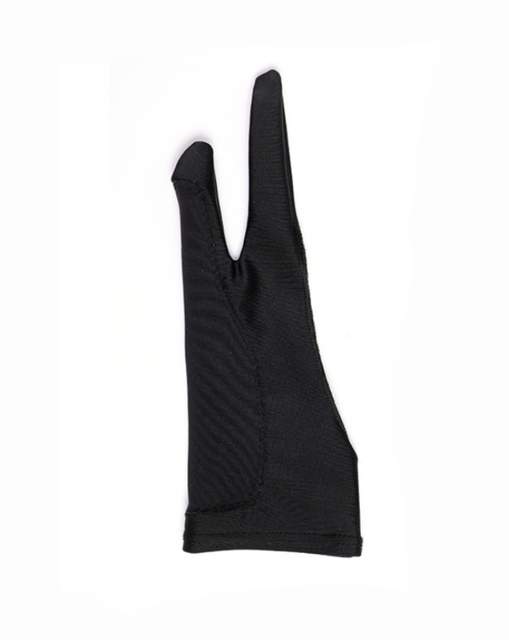 1pcs Anti-Sweat Smudge-Proof Palm-Rejection 2-Finger Spandex Professional Drawing Gloves Digital Artists FCC CE Certified Black