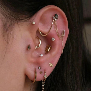 Calendo Cadena <span class=keywords><strong>de</strong></span> Oro Sólido <span class=keywords><strong>de</strong></span> 14K Personalizada para Piercing, Regalo <span class=keywords><strong>de</strong></span> Boda - Pendiente Sexy para Piercing Doble en Pezón, Hélix, Nariz - Product Image 6