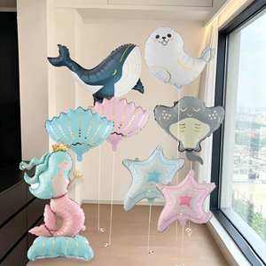 Nouveau design – Ballons en aluminium épais à thème océanique mat (Coquillage, Méduse, Étoile de mer, Axolotl) pour Fête <span class=keywords><strong>d</strong></span>'anniversaire et Saint-Valentin - Product Image 3