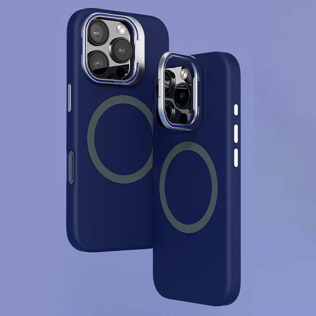 New Arrivals Metal Camera Protector Mobile Phones Cover Luxury Liquid Silicone Magnetic Holder Phone Case for IPhones 15 Pro Max