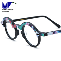 Monture de lunettes de vue ronde en acétate sur mesure OEM, taille 43-27-148, polarisée UV400, pour adultes unisexes, logo personnalisé, MOQ 50 pièces