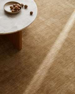 Tapis de sol moderne sur mesure, design de créateur, en laine tuftée à la main, couleur beige, peluche douce, poils coupés 15 mm, couleur unie, durable, pour la maison et les pique-niques - Product Image 3