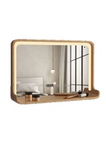 Miroir d'habillage intelligent en bois massif vintage miroir de toilette mural miroir de salle de bain miroir de maquillage avec lumière LED