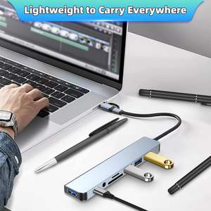 8-en-1 Dual-head Tipo C Usb3.0 <span class=keywords><strong>Usb</strong></span> C Hub Lector de tarjetas TF/SD Conector de auriculares portátil de 3,5mm 8-1 <span class=keywords><strong>Usb</strong></span> C Hub <span class=keywords><strong>Usb</strong></span> 2,0 3,0 Hub - Product Image 4