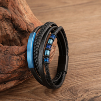 Pulsera de Cuero Personalizada con Barra de Identificación en Acero Inoxidable para Hombre