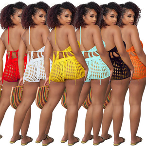 Costume da bagno da donna caldo 2 pezzi fasciatura uncinetto nappa costume da bagno giallo costume da bagno costume da bagno abbigliamento da spiaggia - Product Image 6