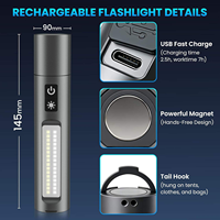 Lampe torche LED zoomable haute luminosité rechargeable USB-C avec crochet magnétique, 7 modes, idéale pour le camping et les situations d'urgence