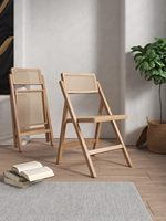 Chaise de salle à manger en rotin en bois massif Mobilier de maison pliable pour café et salle à manger