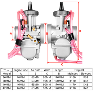 Carburateur de course PWK 36mm 38mm PWK36 PWK38 pour moto Motocross Dirt Pit Bike ATV UTV Quad cyclomoteur <span class=keywords><strong>Scooter</strong></span> moteur carburateur - Product Image 2