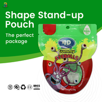 Personnalisé 50g,100g Impression Zip Lock Ziplock Logo Bonbons Alimentaires Forme Plastique Stand up Pouch Emballage Mylar Sac