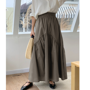 Elegant Olive <strong>Green</strong> Tiered Maxi <strong>Skirt</strong> 100% Cotton Elastic Waist A-Line <strong>Long</strong> <strong>Skirt</strong> for Summer Resort Vacation - Product Image 3