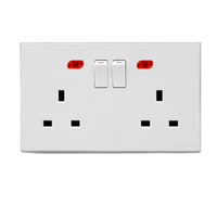Prise murale ultra-fine à écran tactile, double trou 2 pôles, norme britannique, USB Type-C, 3 broches universelles, avec voyant lumineux, design moderne