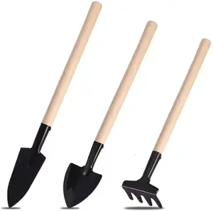 3 pezzi Set Da Giardino In Acciaio Inox Mini Attrezzi Da Giardino Set Con Manico In Legno