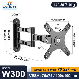 Zeno <span class=keywords><strong>LCD</strong></span> màn hình cánh tay VESA 75x75/100x100 có thể điều chỉnh nghiêng xoay tối đa tải 10kg tường mountable phẳng TV nhỏ núi Bracket - Product Image 4