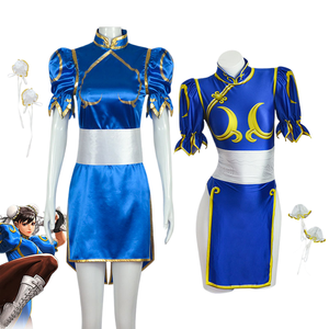 princess polly baby blue dress Street Fighter Chun Li Alternate Black & Gold Cosplay Costume main image 1