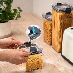 Bộ 6 hộp đựng thực phẩm 1200ml, chất liệu PET, không chứa BPA, kín khí, xếp chồng được, dùng để đựng ngũ cốc - Product Image 3