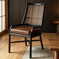 Fauteuil de salle à manger en bois massif de style chinois avec dossier en rotin, coussin en PU blanc, chaise de restaurant et d'hôtel, vente en gros, OEM, mobilier personnalisé pour la maison