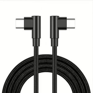 สายชาร์จเร็วไนลอนความเร็วสูง 60W 3A Type C สายชาร์จแบบงอ 90 องศา USB C to USB C สำหรับโทรศัพท์ 15 16 - Product Image 1