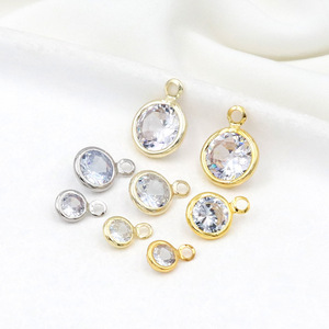 Liontin bulat bintang mata kuda segitiga hati persegi tetesan air zirkon kuningan berlapis emas 14K kecil untuk anting buatan tangan DIY - Product Image 4