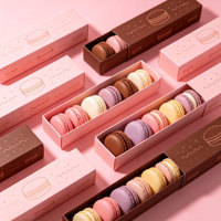 Boîte à macarons en papier avec impression de logo personnalisé, emballage alimentaire recyclable de qualité alimentaire pour macarons, biscuits, desserts, emballage cadeau